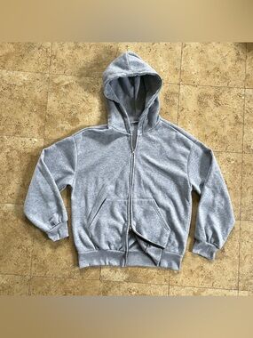 Grey double zipper hoodie